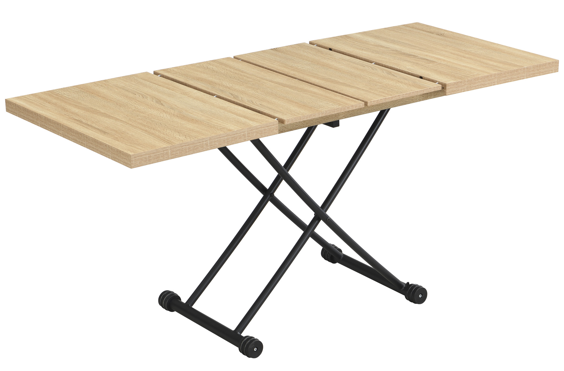 MESA CENTRO ELEVABLE Y EXTENSIBLE 100 - 130 - 160 CM TAYLOR OAK / NEGRO. - Imagen 5