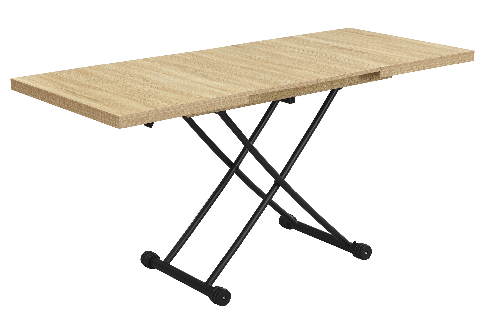 MESA CENTRO ELEVABLE Y EXTENSIBLE 100 - 130 - 160 CM TAYLOR OAK / NEGRO. - Imagen 6