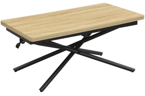 MESA CENTRO ELEVABLE Y EXTENSIBLE KATY 100 x 57 - 114 CM OAK / NEGRO