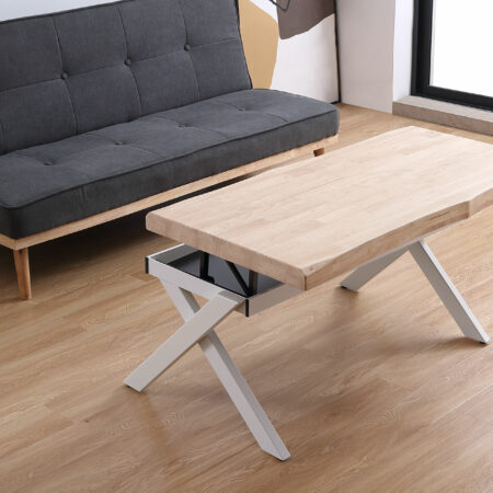 MESA CENTRO ELEVABLE XENA 120 X 66 CM TAPA CON FORMA ROBLE NORDISH  / BLANCO.