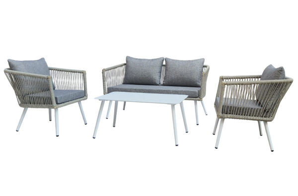 CONJUNTO DE EXTERIOR TIRRENO ALUMINIUM GRIS / RATTAN
