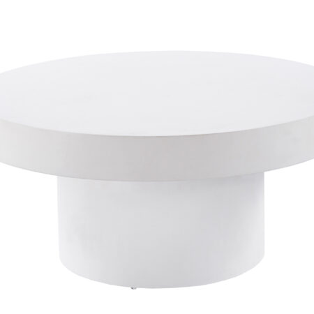 MESA BAJA REDONDA 66 CM MICROCEMENTO BLANCO