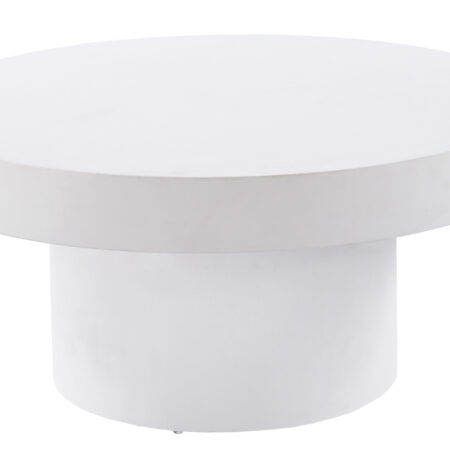MESA BAJA REDONDA 90 CM MICROCEMENTO BLANCO