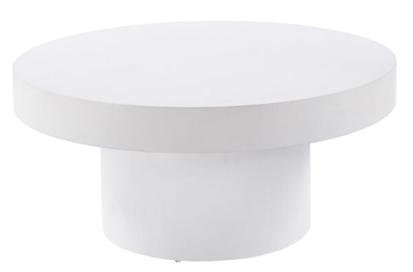 MESA BAJA REDONDA 90 CM MICROCEMENTO BLANCO